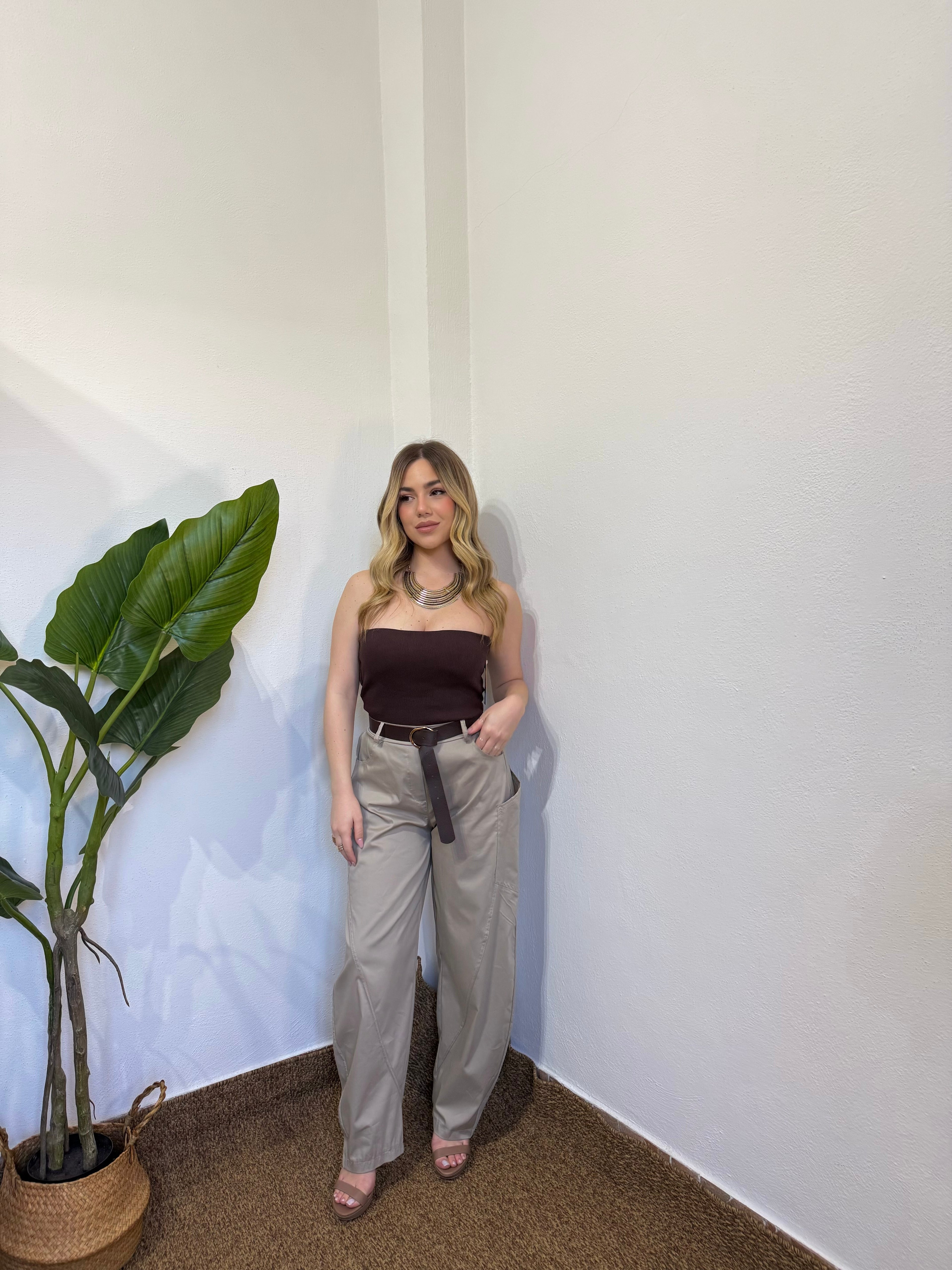 Pantalone Barrel con cintura