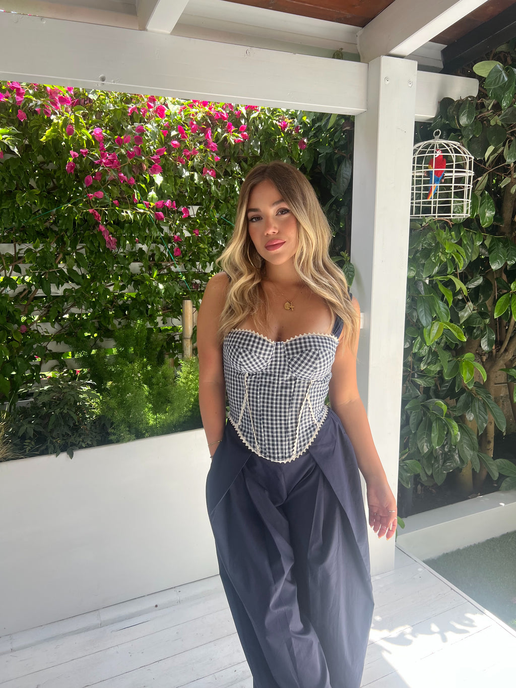 Corsetto quadri blu