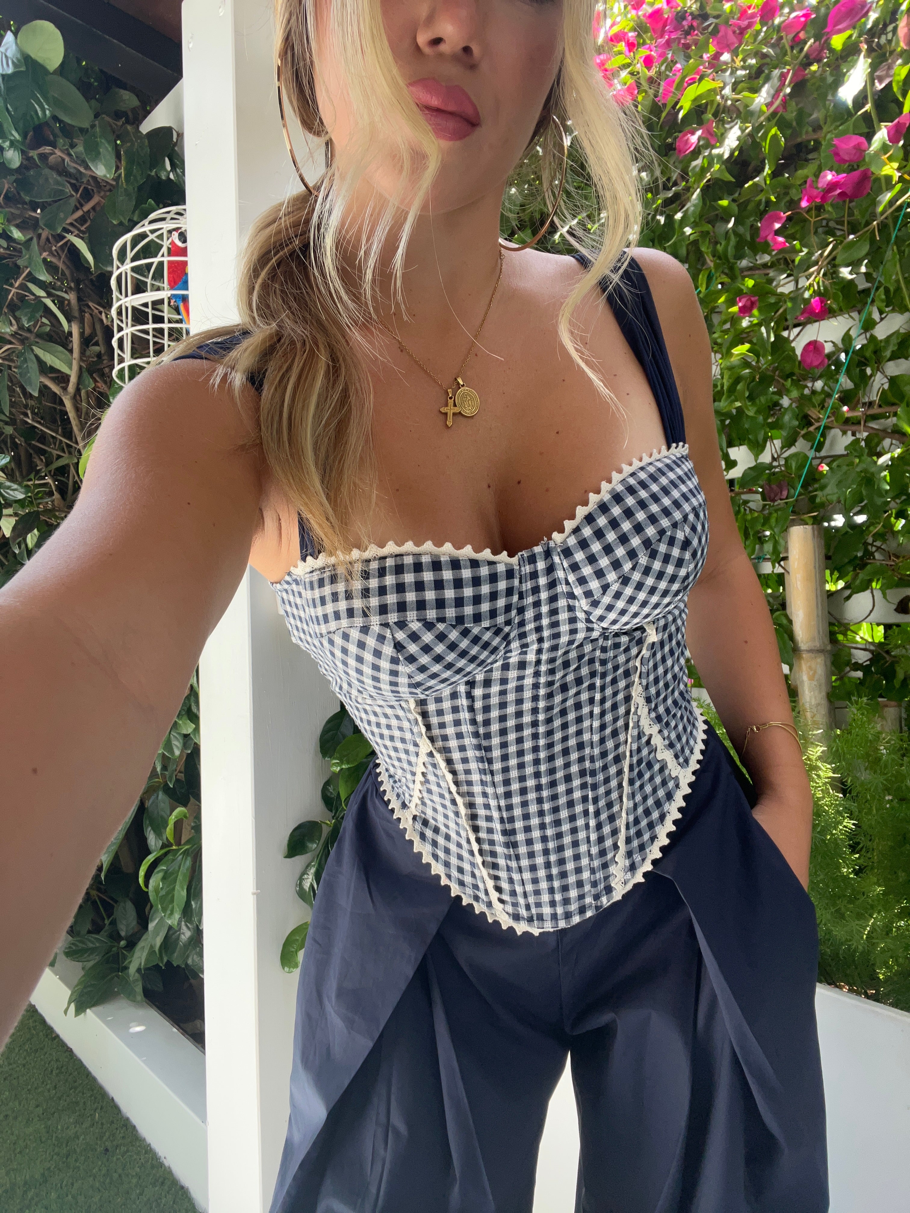 Corsetto quadri blu