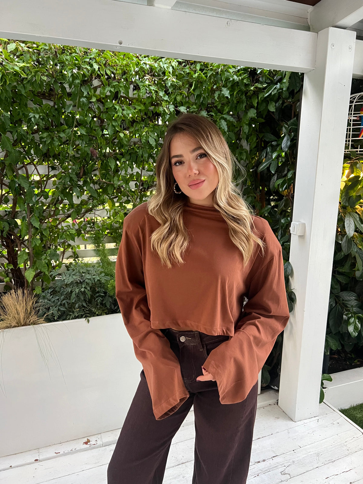 Longsleeve Crop 100% Cotone