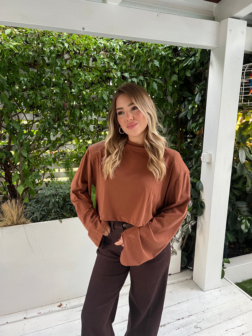 Longsleeve Crop 100% Cotone