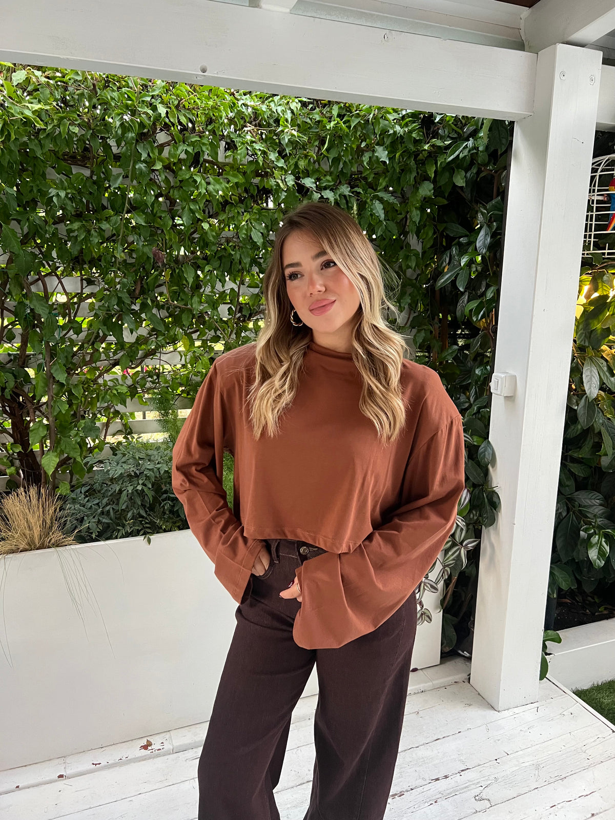 Longsleeve Crop 100% Cotone