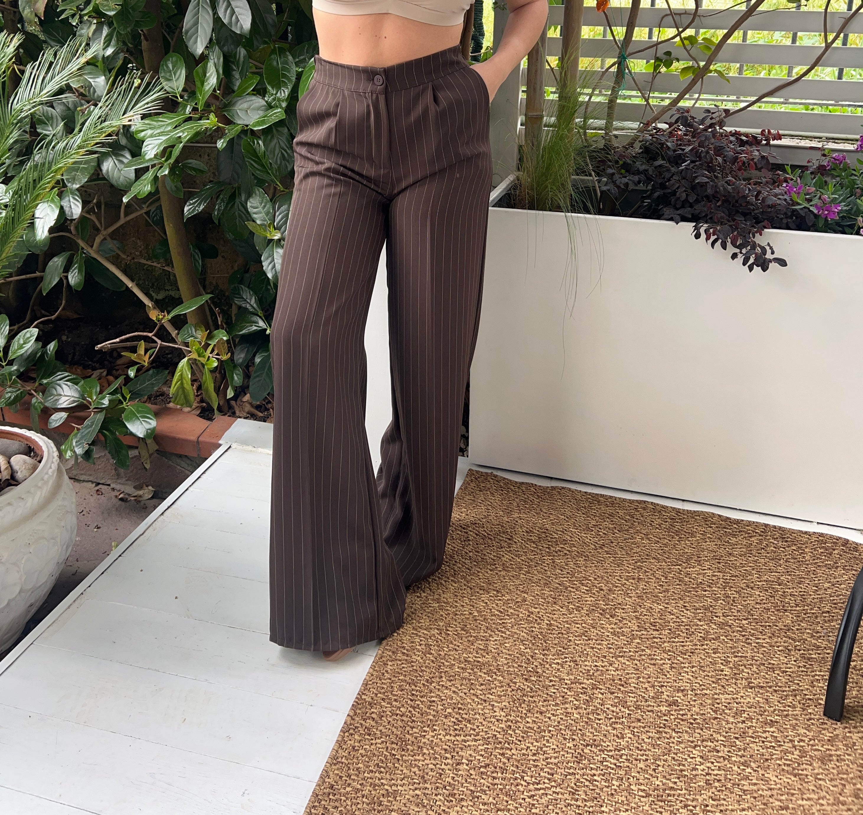 Pantalone Gessato Brown